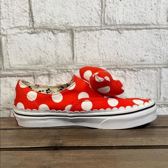 Vans RARE Authentic x Disney Minnie Mouse Red Bow with White Polka Dots Sneakers - Picture 6 of 11